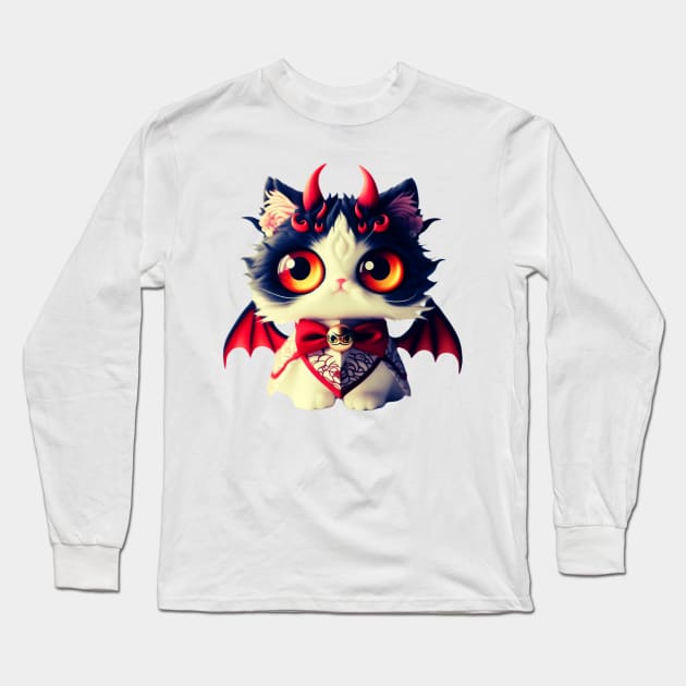 Bad Devil Kitty Long Sleeve T-Shirt by Shawn's Domain